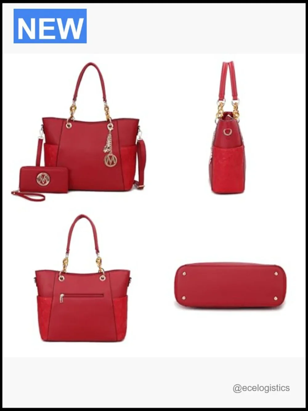 Tote Bag and Wallet Set Vegan Leather Purse Handbag Set Crossbody Satchel